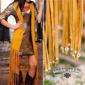 CRAZY TRAIN! Mustard Faux Suede Duster